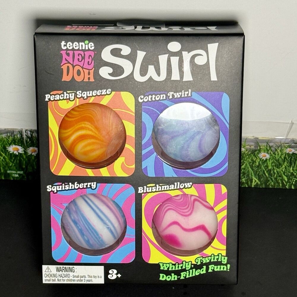 The Groovy Glob! Teenie NeeDoh Swirl Squeezable Squeeze Balls, 4 Pack Nee Doh